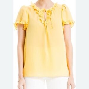 Max Studio Sunshine Yellow Lightweight Top Ruffled Detailing NWT Size Medium